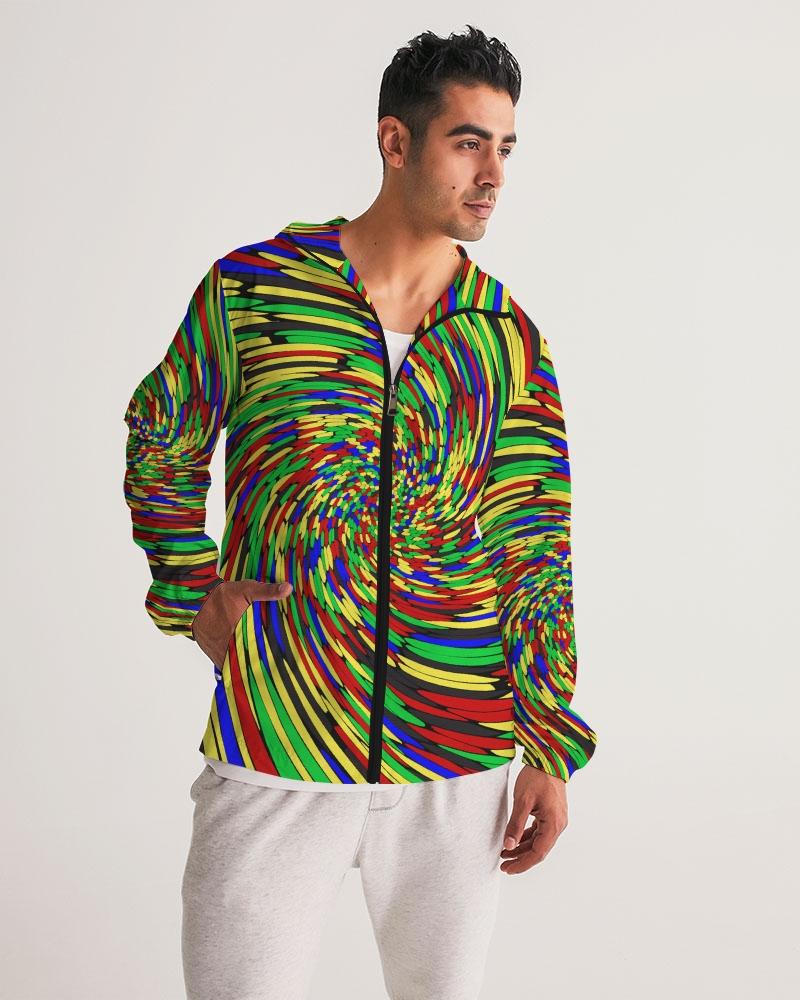 Mens Hooded Windbreaker - Multicolor Water Resistant Jacket - Jl0i0x