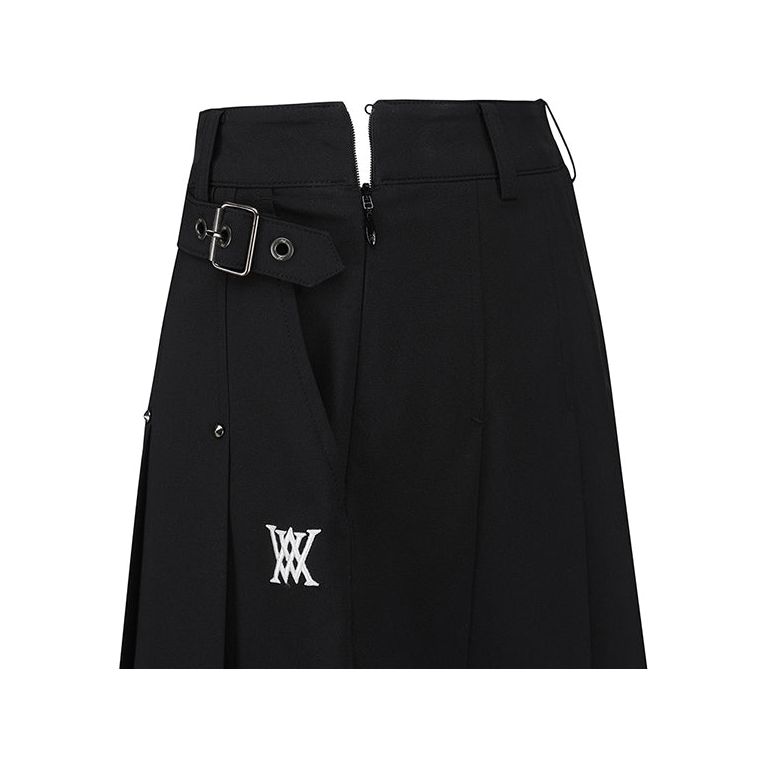 ANEW Golf: Women Buckle Decoration Pleats Skirt - Black - Sportkyu