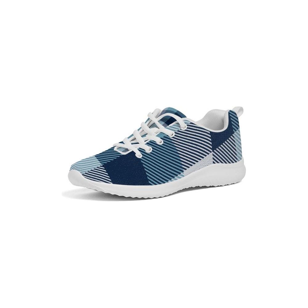 Mens Sneakers, Blue Plaid Low Top Canvas Running Shoes