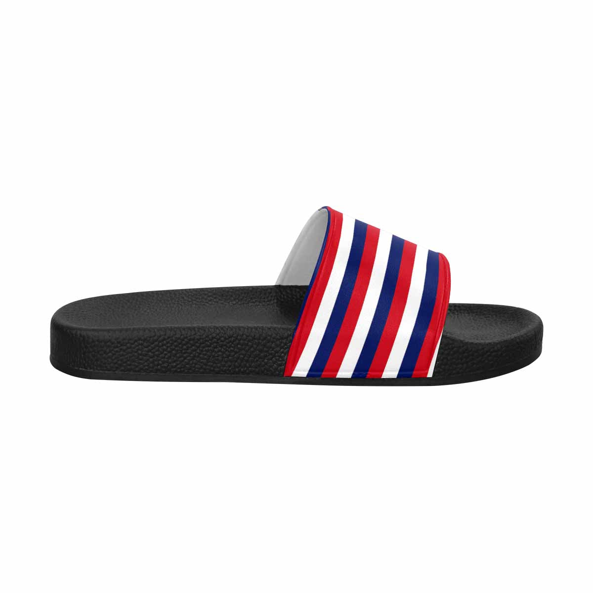 Mens Slide Sandals, Red White And Blue Stripe Slip On Shoes, S51465