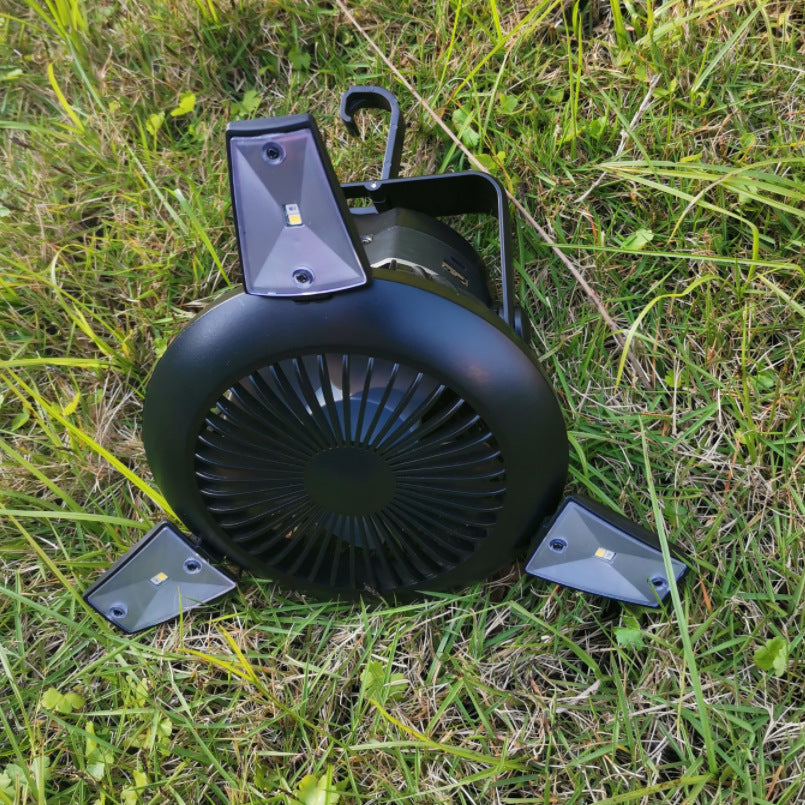 Solar Camping Light Foldable Fan Hanging Hook Rechargeable - Sportkyu