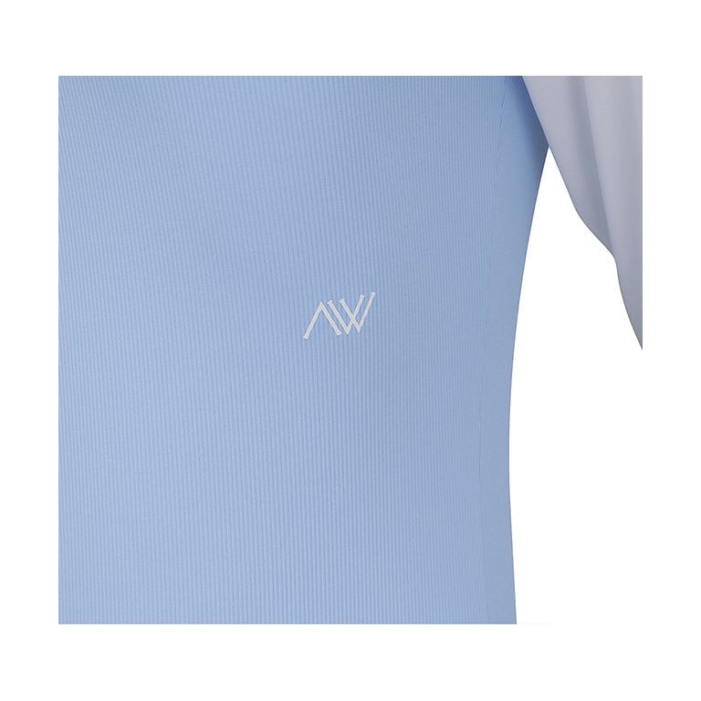 ANEW Golf: W Triangle Mesh Block lang T-shirt - S/blauw