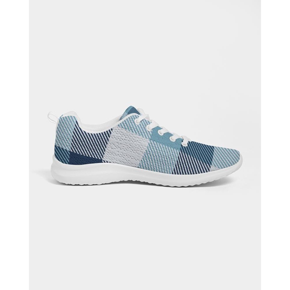 Mens Sneakers, Blue Plaid Low Top Canvas Running Shoes