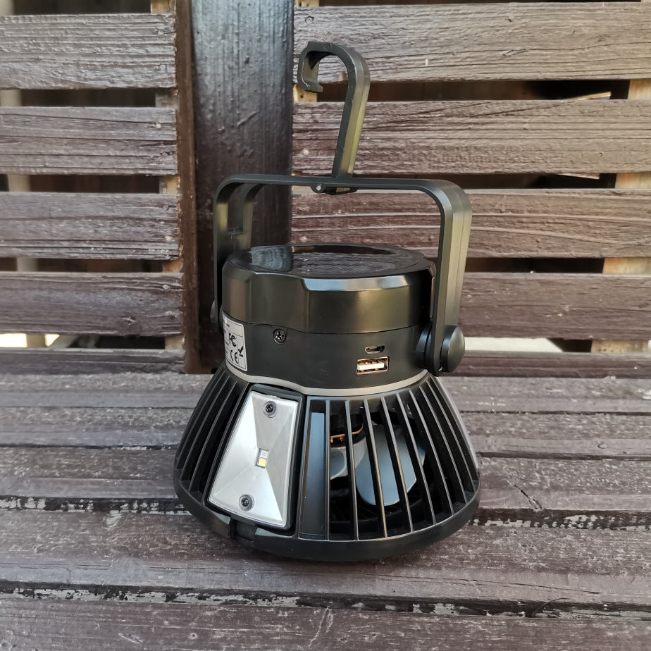 Solar Camping Light Foldable Fan Hanging Hook Rechargeable - Sportkyu