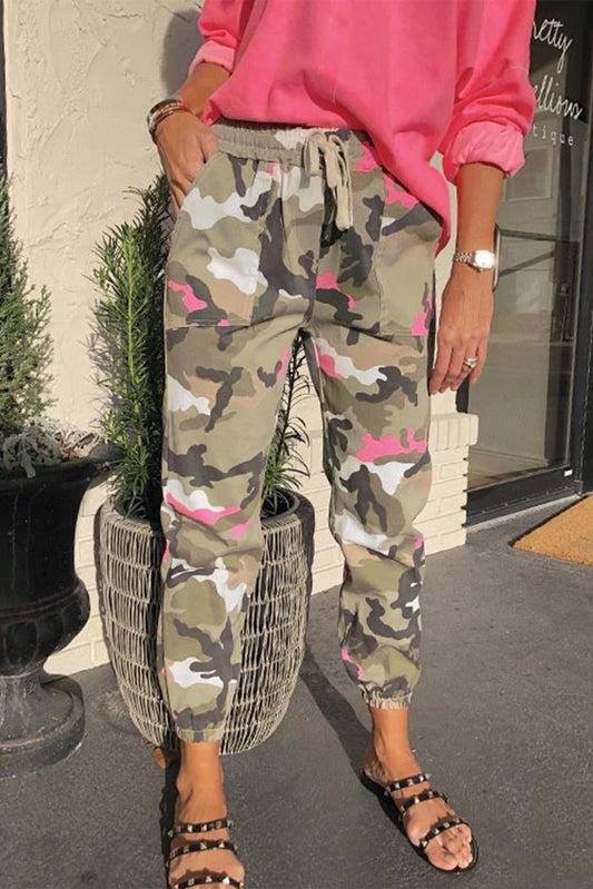 Neon camouflage-joggingbroek met elastische taille 