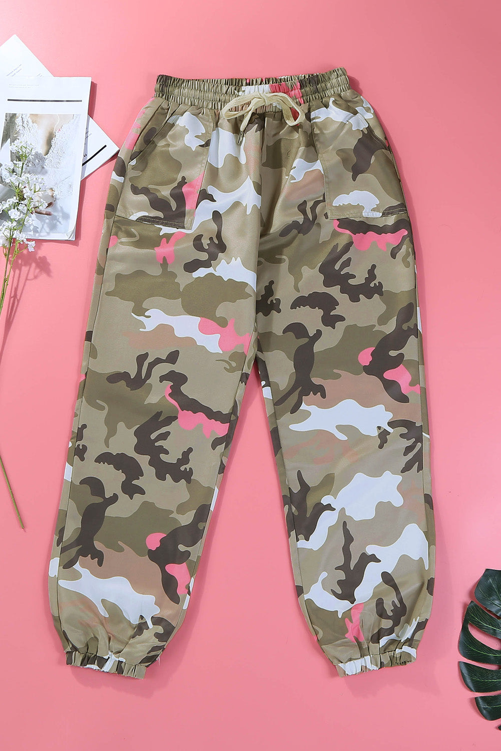 Elastic Waist Neon Camo Joggers