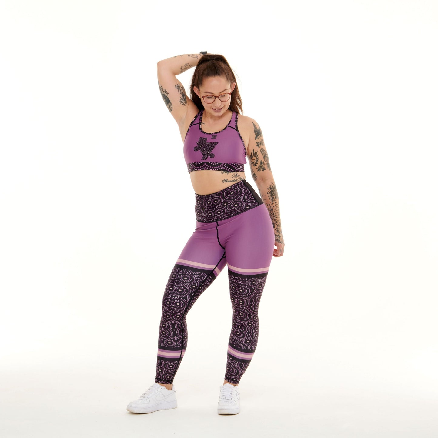 Signature On Purple Funky Leggings