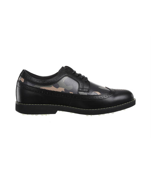 ANew Golf: Men's Camo Wingtip Brogue Shoes - Black