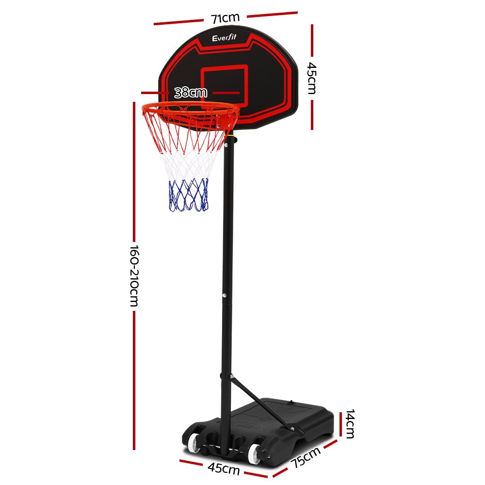 Everfit 2.1M Adjustable Portable Basketball Stand Hoop System Rim