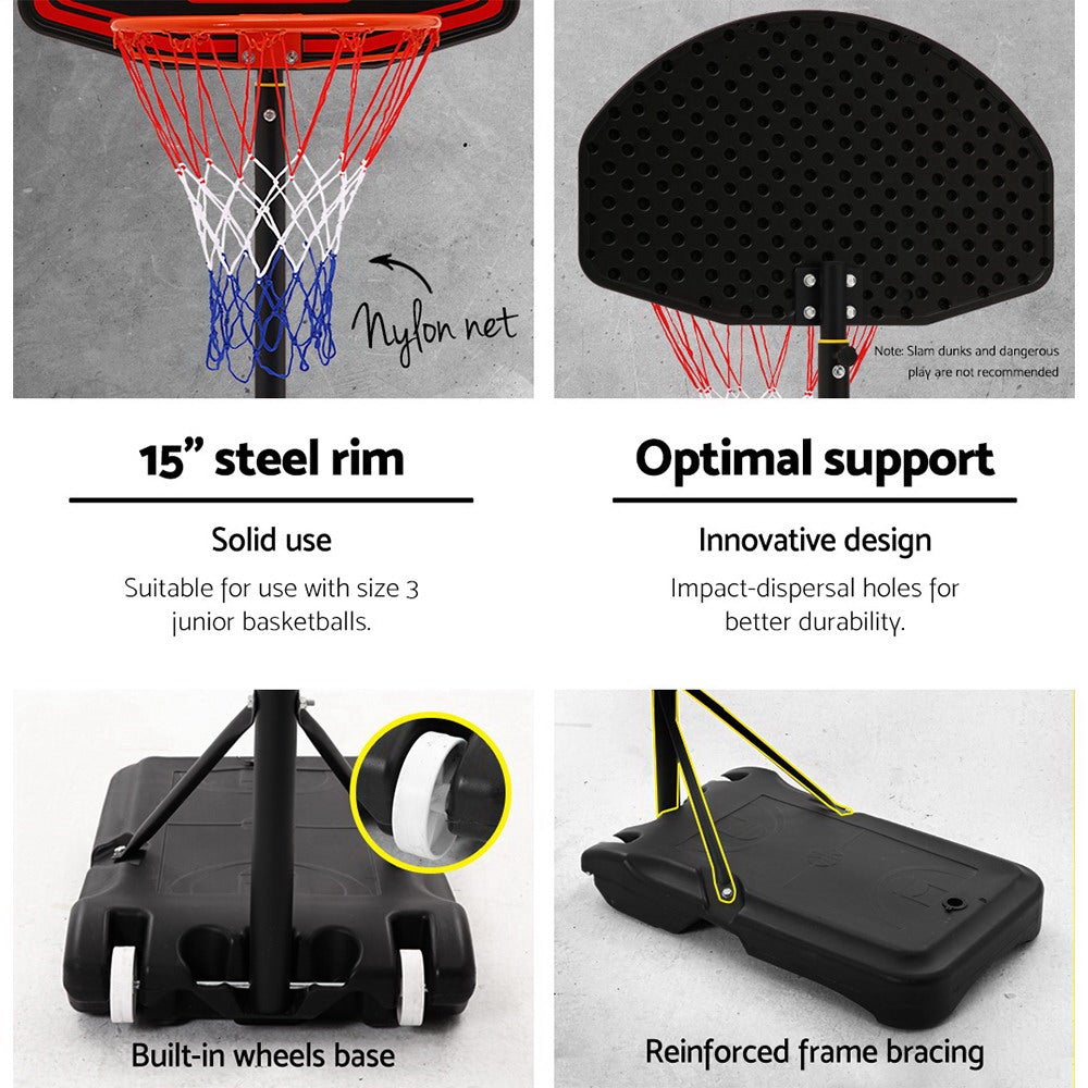 Everfit 2.1M Adjustable Portable Basketball Stand Hoop System Rim