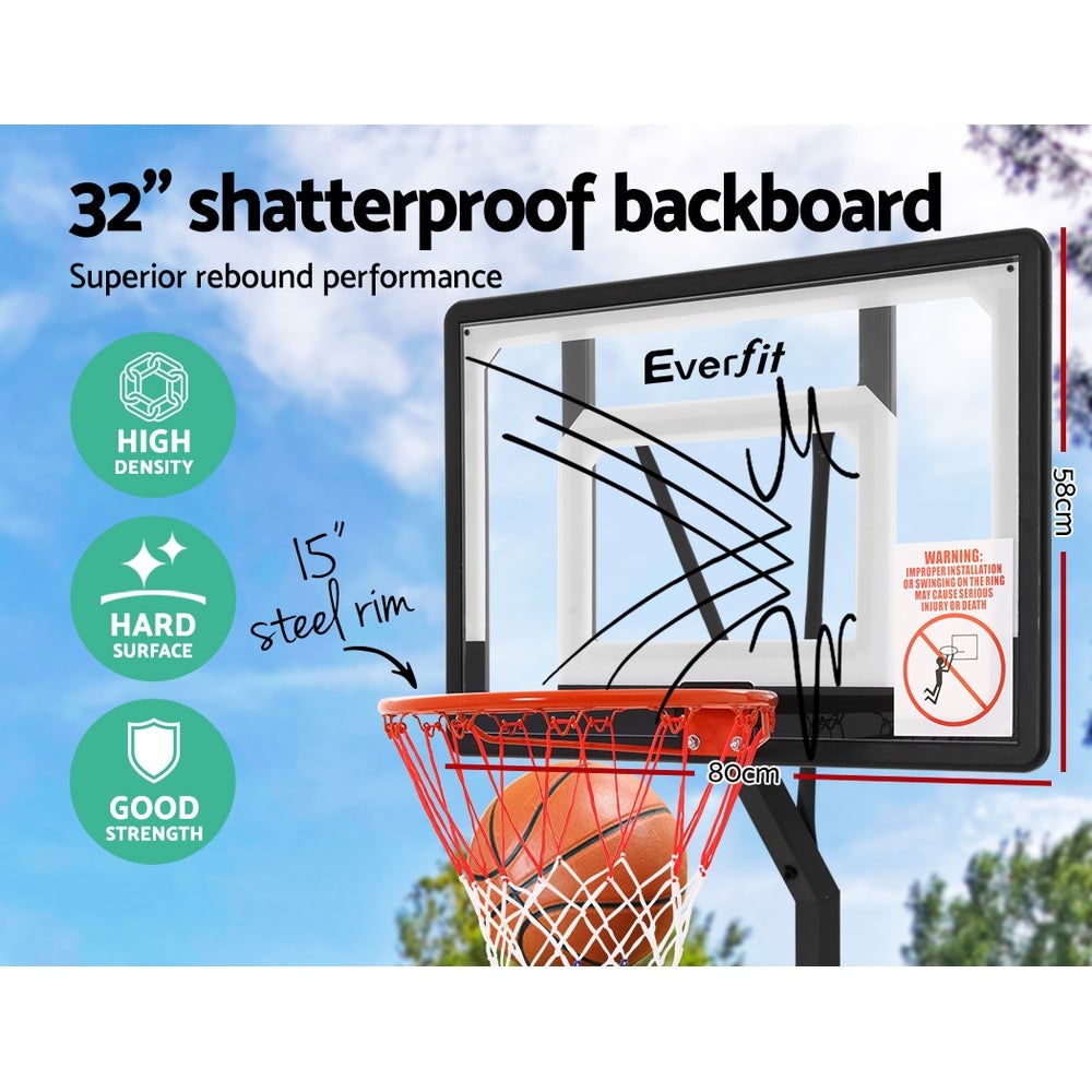 Everfit Adjustable Portable Basketball Stand Hoop System Rim