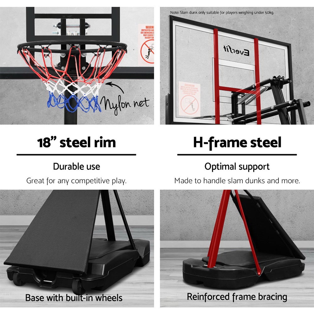 Everfit Pro Portable Basketball Stand System Ring Hoop Net Height