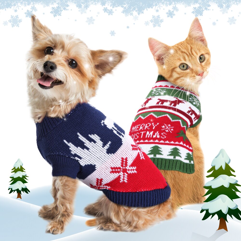 Christmas Pet Cat Sweater Winter Warm Clothes For