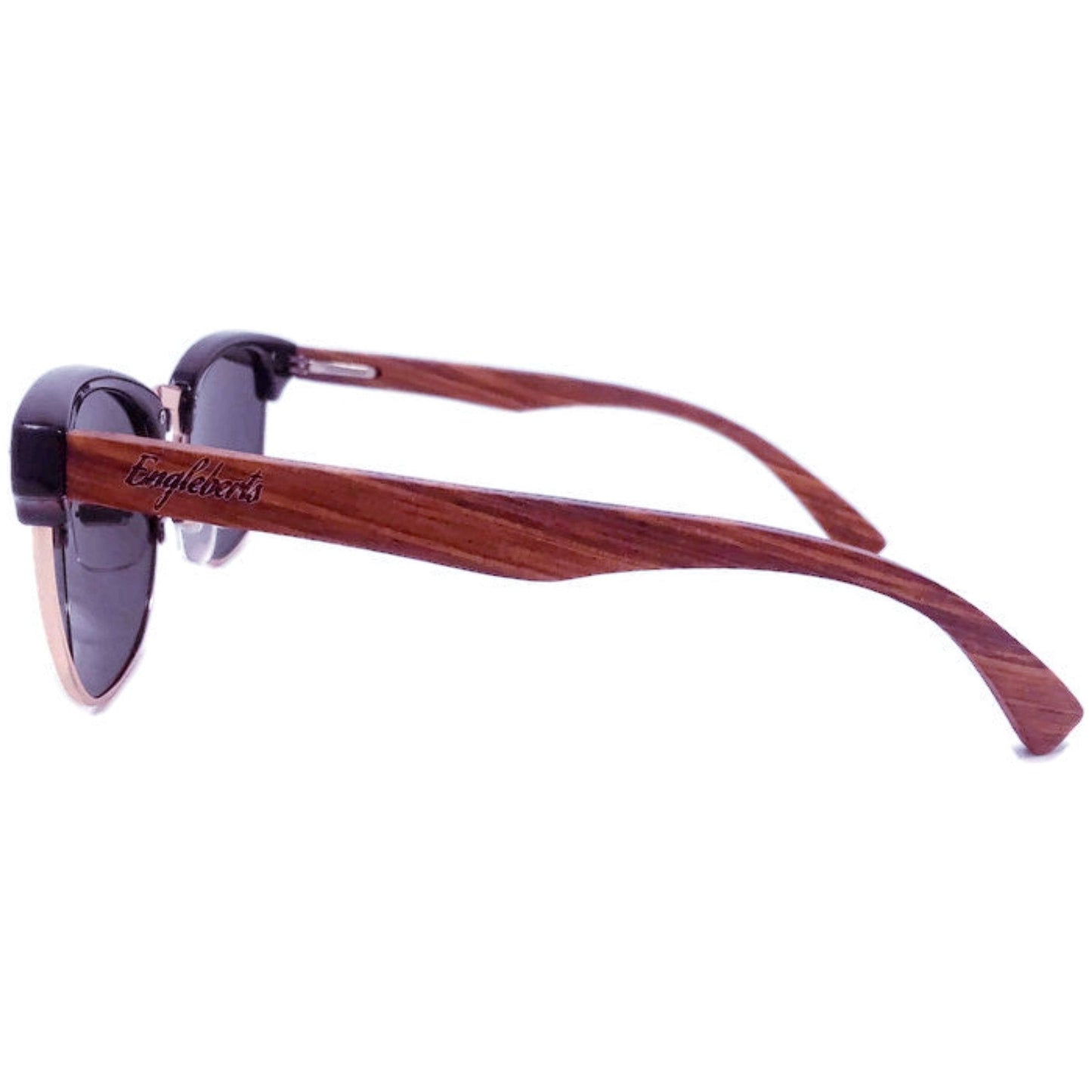 Real Walnut Wood Club Style Sunglasses, Polarized Lenses - Sportkyu