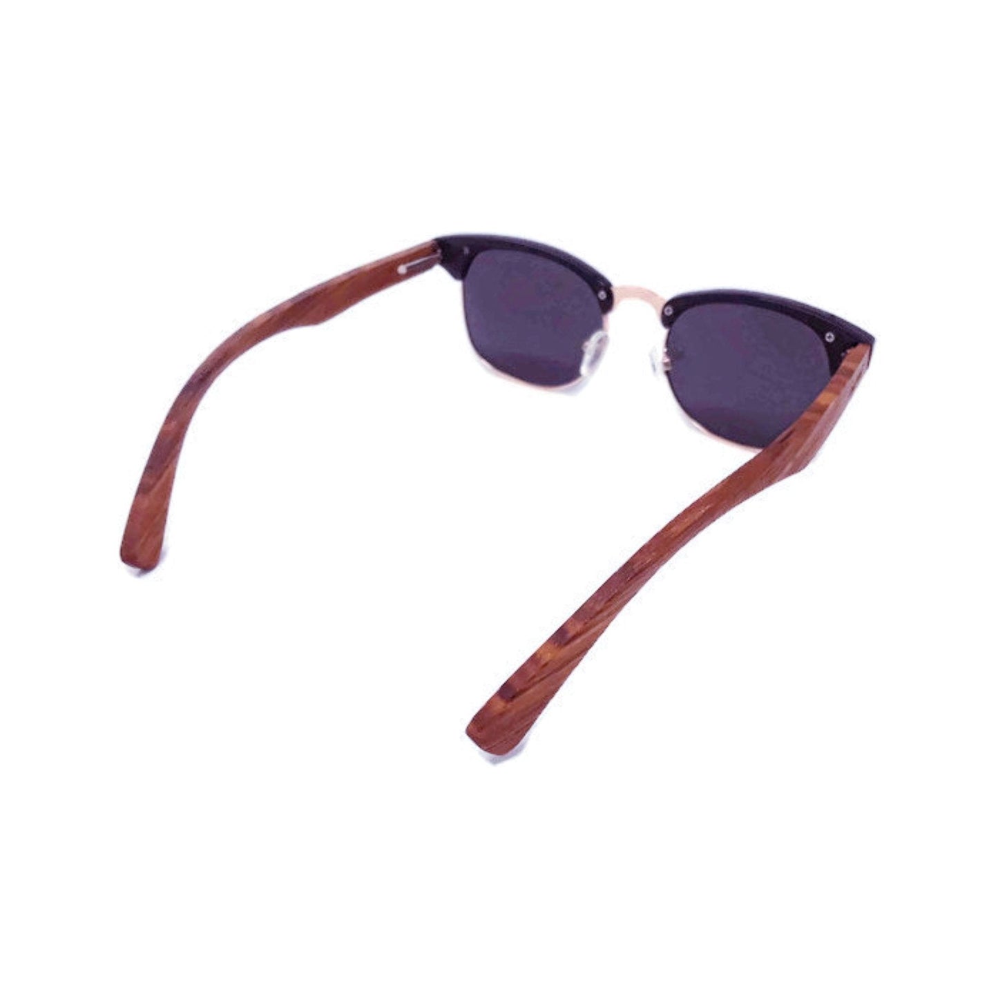 Real Walnut Wood Club Style Sunglasses, Polarized Lenses - Sportkyu