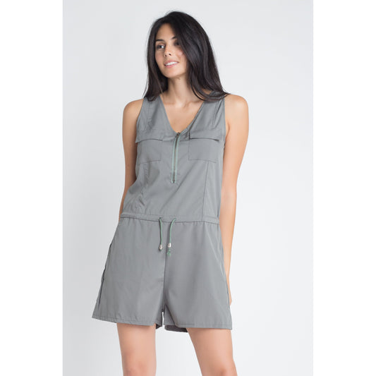 Women's Zip Front Sleeveless Romper - Sportkyu