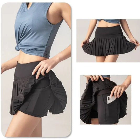 Frauen Sport Tennis Röcke Golf Rock Fitness Shorts Hohe Taille