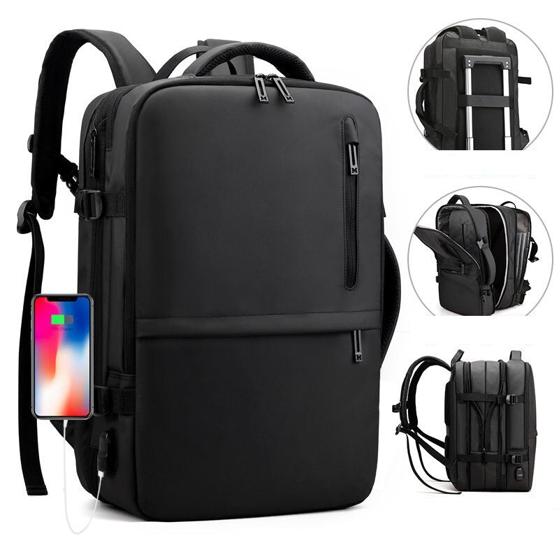 Man's Business Backpack High-Quality Nylon Notebook Backbag USB - Sportkyu