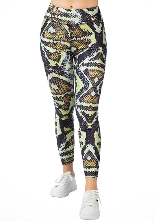 Strumpfhose mit Schlangenhaut-Print und hoher Taille