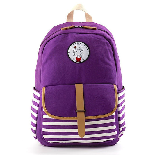 Striped Travel Backpack With Laptop Pocket