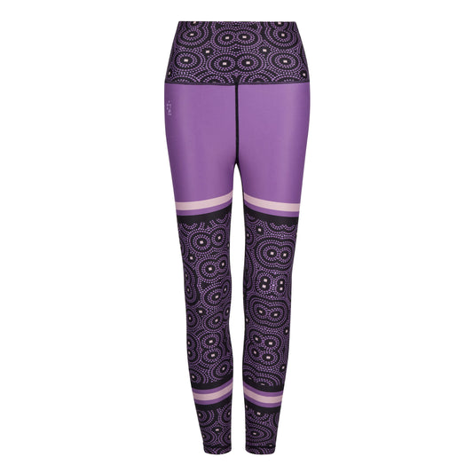 Unterschrift auf lila Funky Leggings