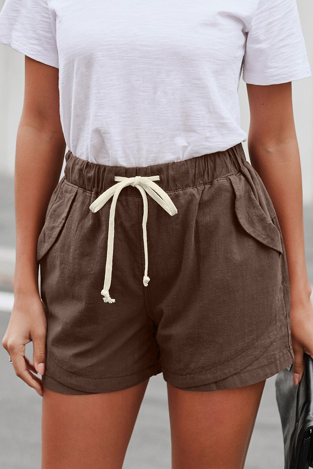 Women Casual Khaki Faylin Linen Shorts