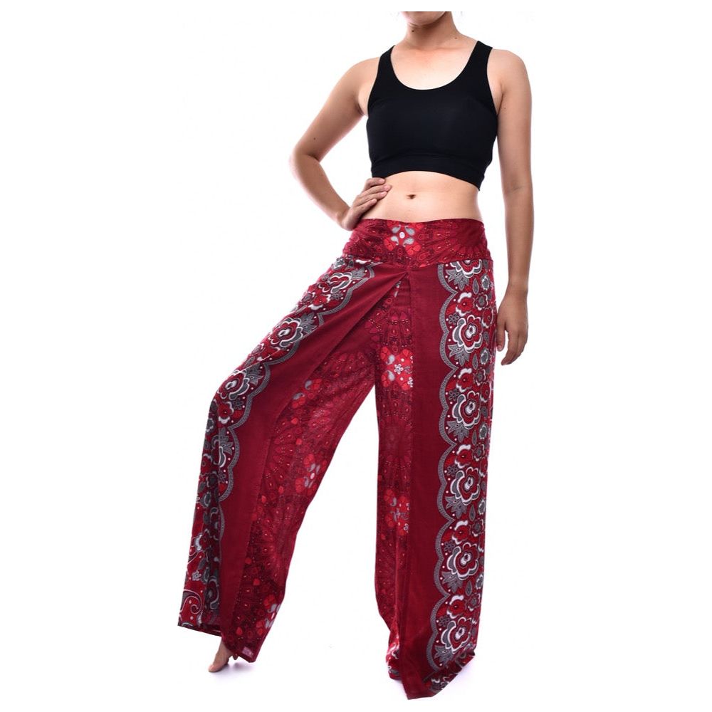 Bohotusk Red Ink Splash Womens Palazzo Pants S/M (UK 8 - 10)