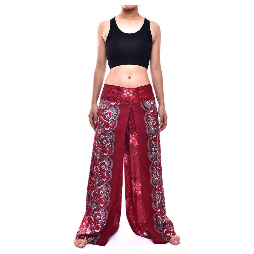 Bohotusk Red Ink Splash Womens Palazzo Pants S/M (UK 8 - 10)