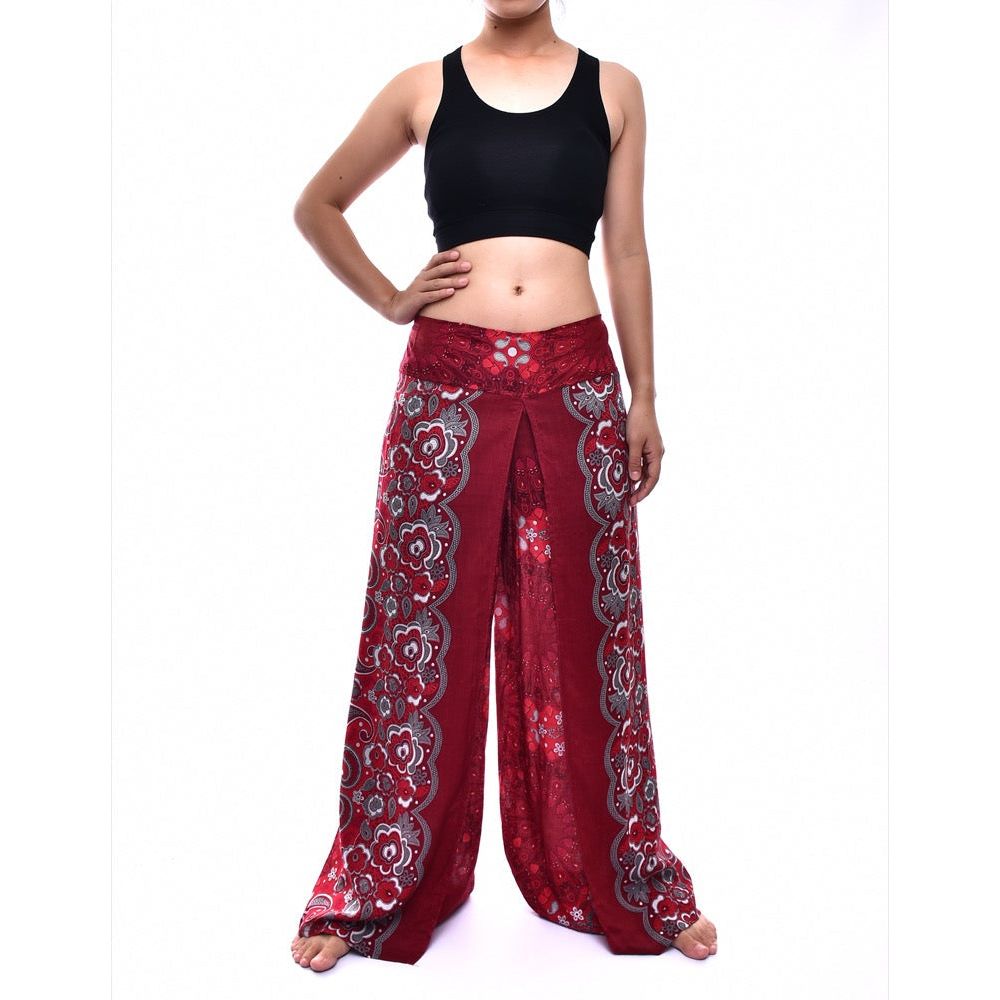 Bohotusk Red Ink Splash Womens Palazzo Pants S/M (UK 8 - 10)