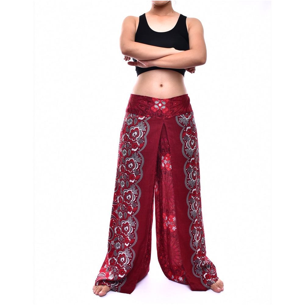 Bohotusk Red Ink Splash Womens Palazzo Pants S/M (UK 8 - 10)