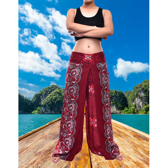 Bohotusk Red Ink Splash Womens Palazzo Pants S/M (UK 8 - 10)