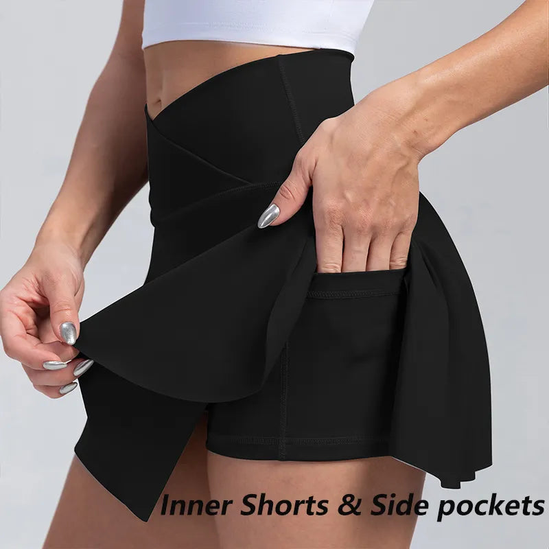 Women Pleated Tennis Skirt with Pockets Shorts Athletic Skirts