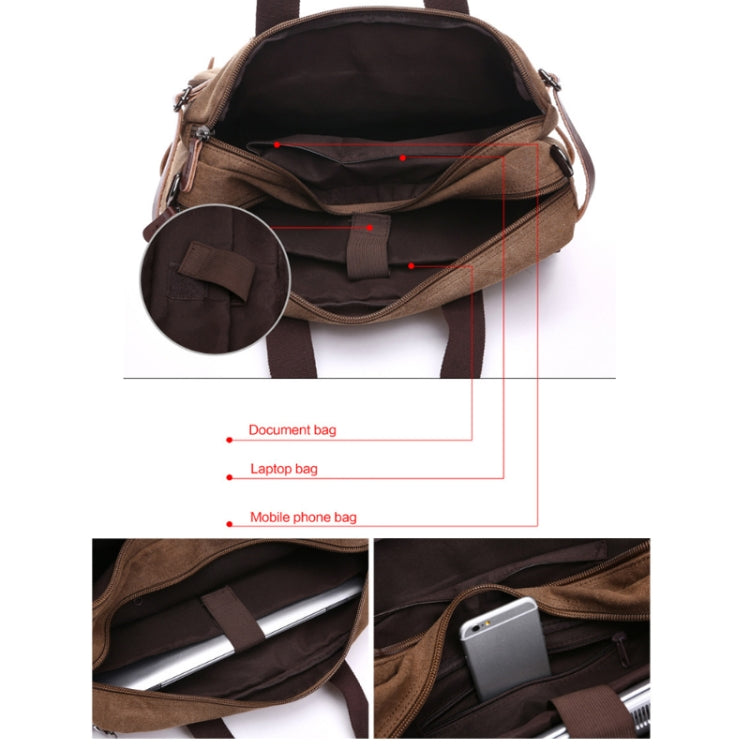 Casual Canvas Three-Purpose Business Briefcase Computer Bag, Color: - Sportkyu