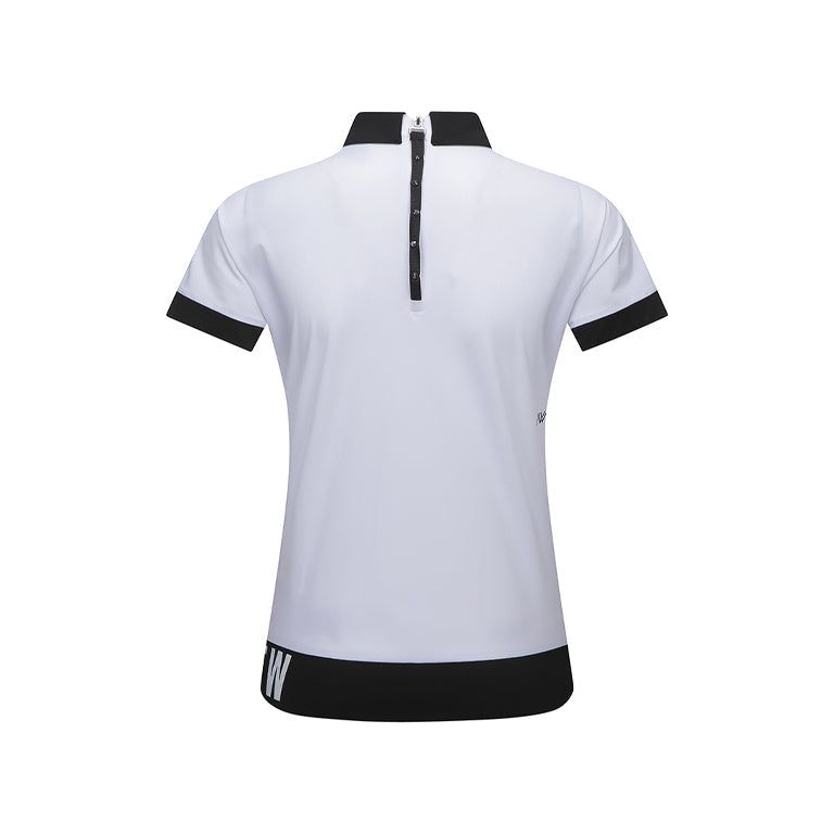 ANEW Golf: Dames T-shirt met rits aan de achterkant, schoudertape en punt - wit