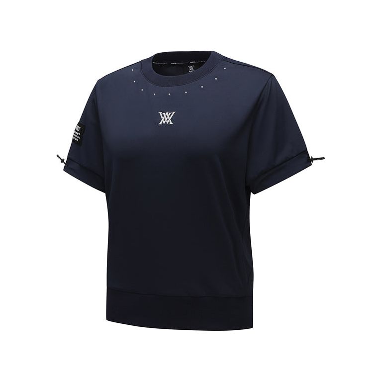 ANEW Golf: Women Beads Point Crop Short Sleeve  T-Shirt - Navy - Sportkyu