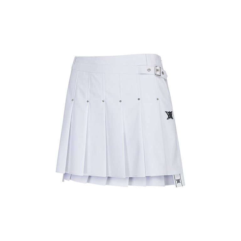 ANEW Golf: Women Buckle Decoration Pleats Skirt - White - Sportkyu