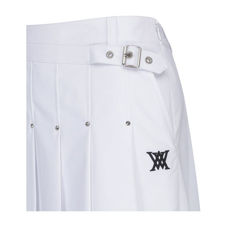 ANEW Golf: Women Buckle Decoration Pleats Skirt - White - Sportkyu