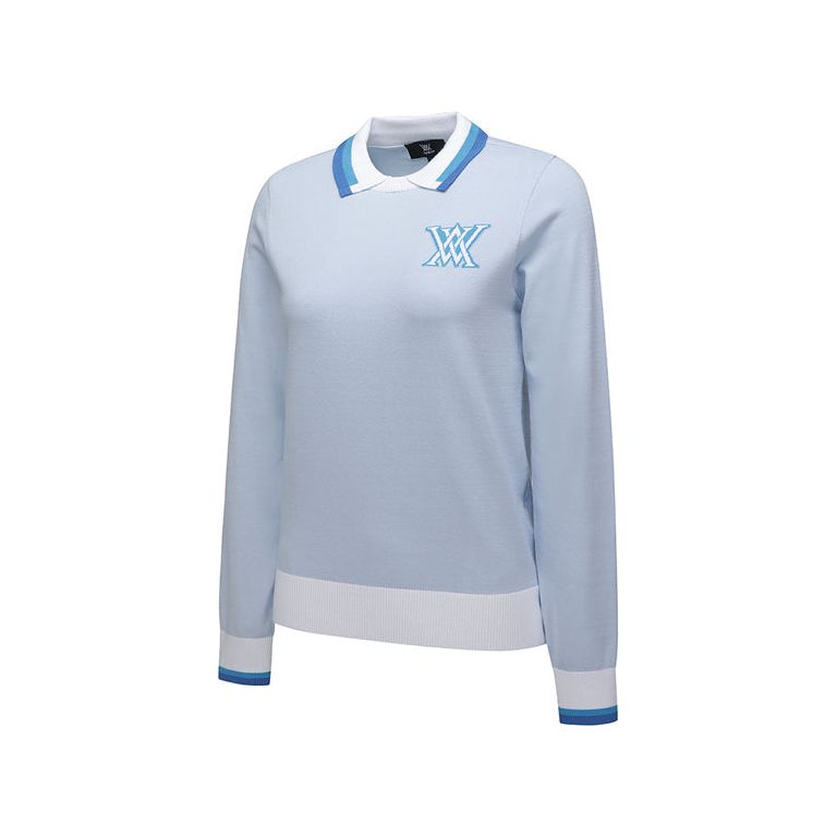 ANEW Golf: Women Logo Combination Pastel Sweater - Sky Blue