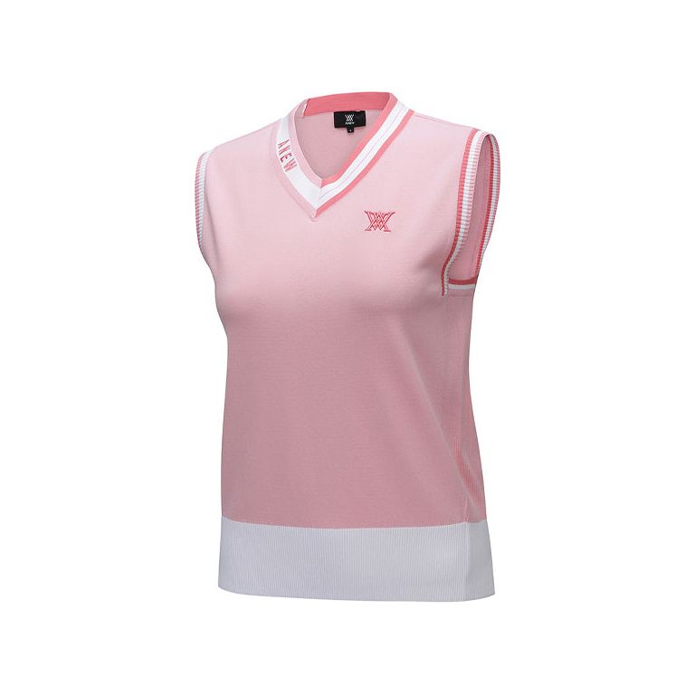 ANEW Golf: Women V-Neck Sweater Vest - Light Pink - Sportkyu