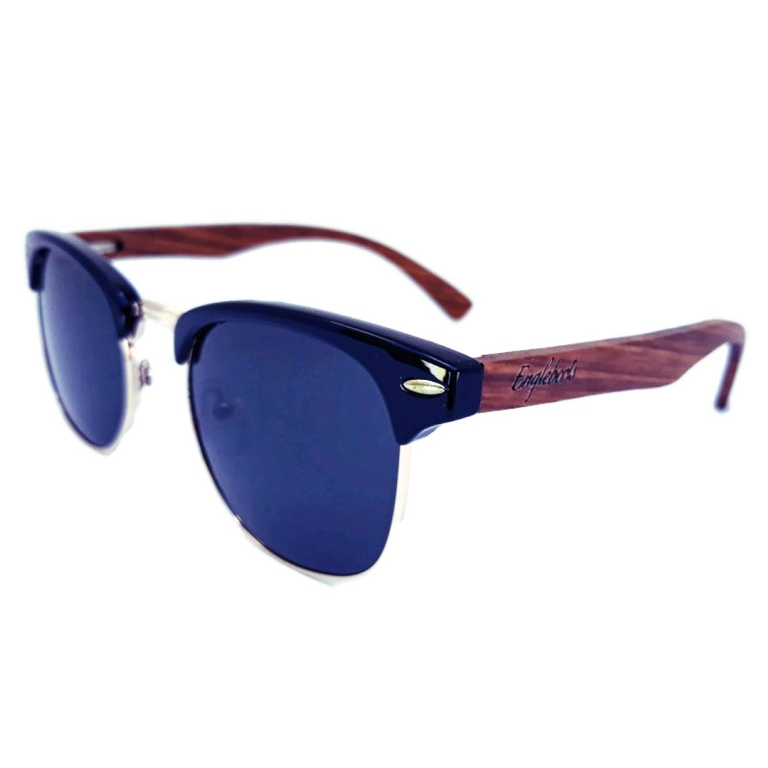 Real Walnut Wood Club Style Sunglasses, Polarized Lenses - Sportkyu