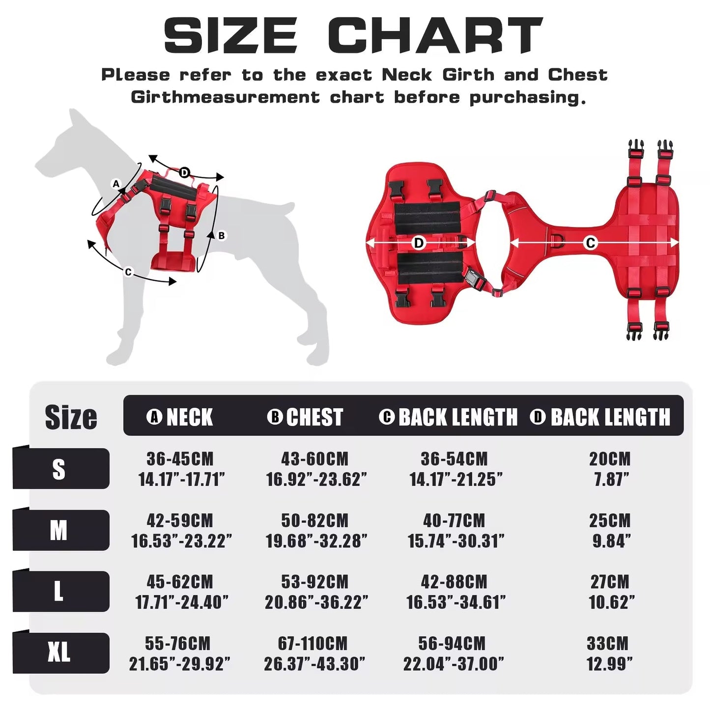 Heat-resistant Durable Nylon Tactical Service Dog Harness, Adjustable - Sportkyu