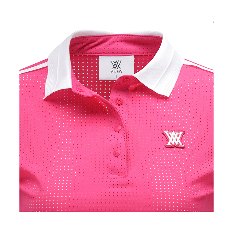 ANEW Golf: Women All Ventilation Collar Short T-Shirt - Hot Pink