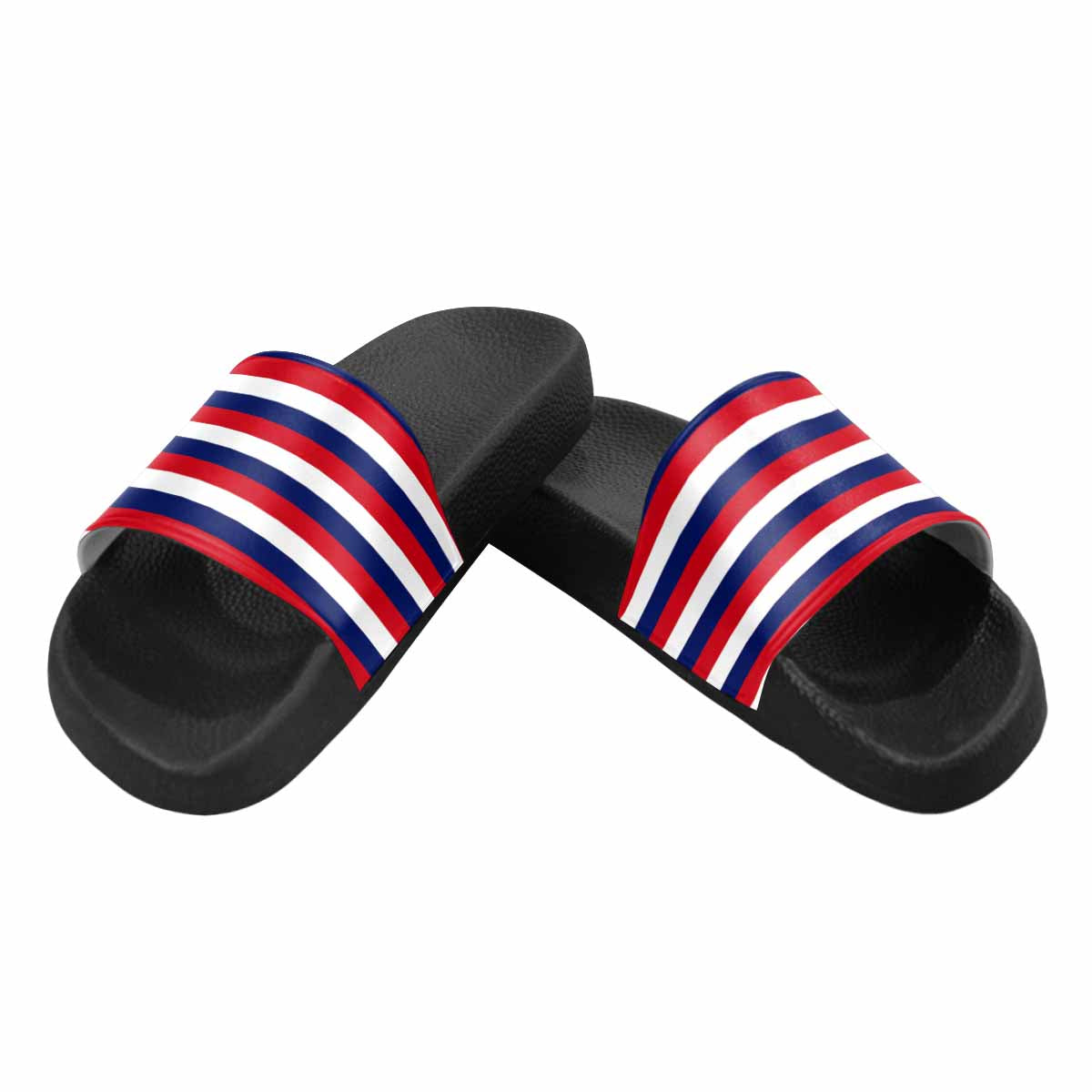 Mens Slide Sandals, Red White And Blue Stripe Slip On Shoes, S51465