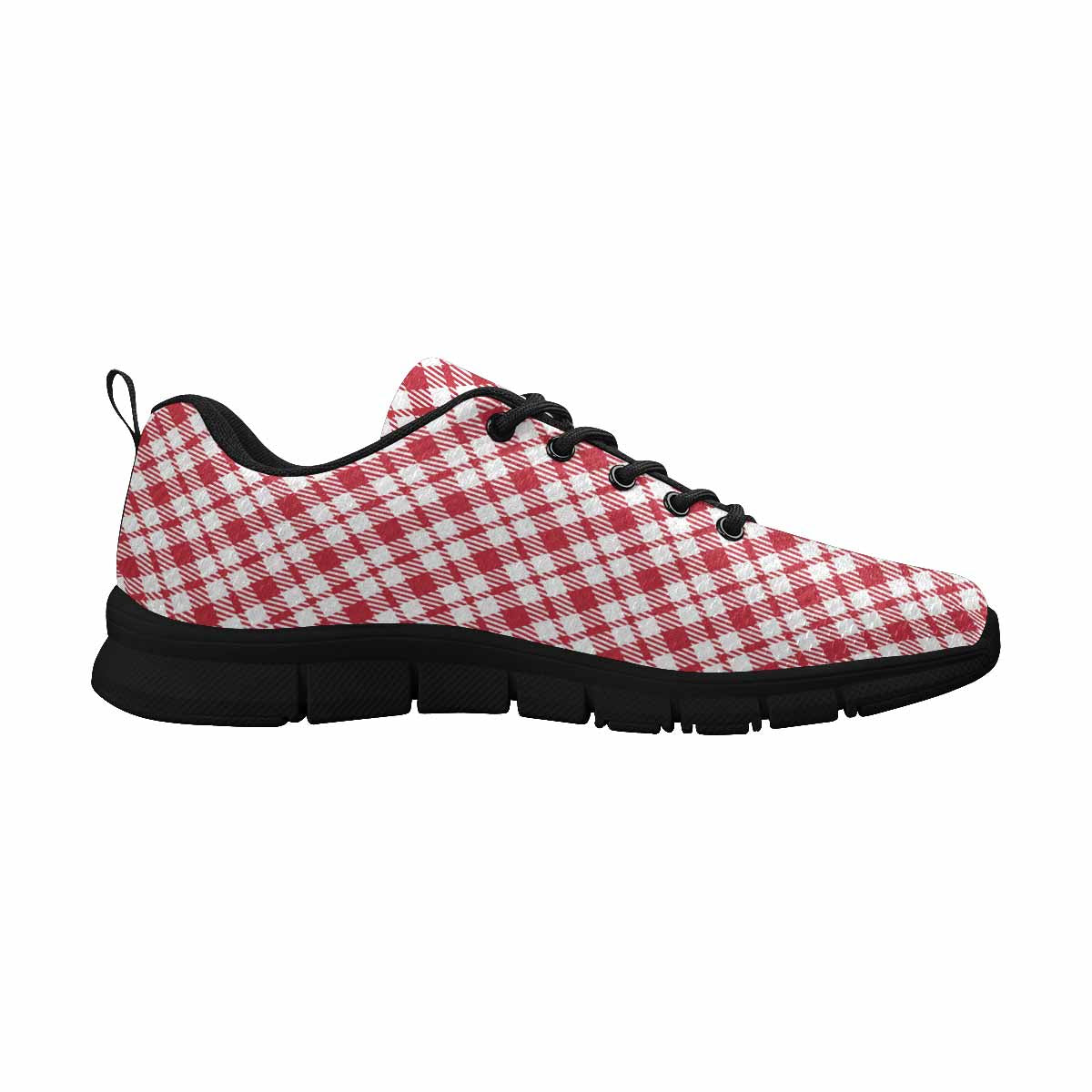 Sneakers For Men, Buffalo Plaid Red And White - Running Shoes Dg858