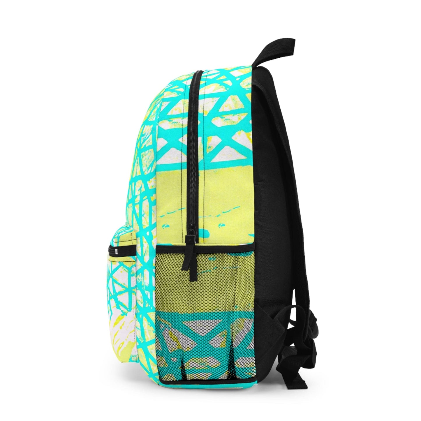 Backpack - Large Water-resistant Bag, Cyan Blue Lime Green And White