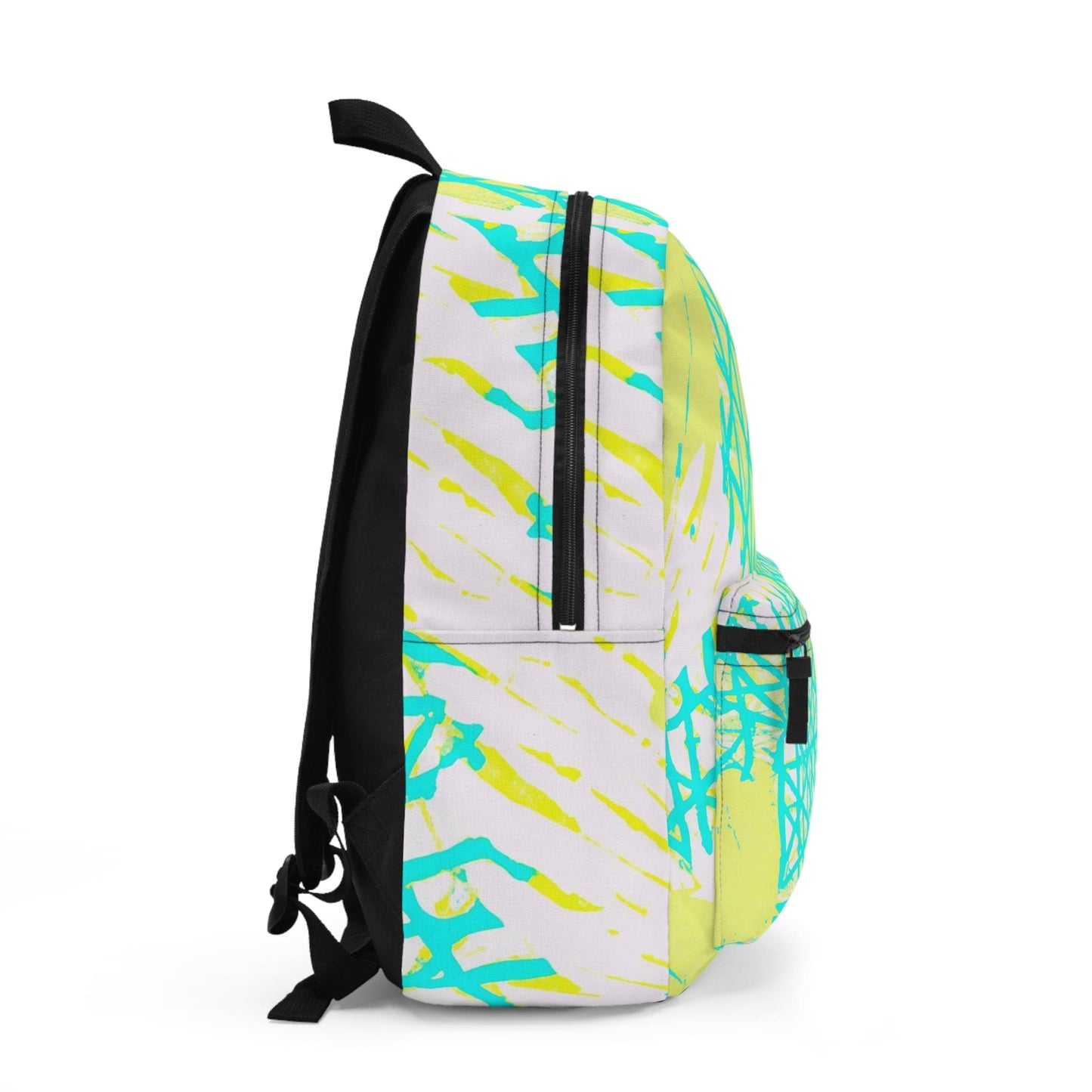 Backpack - Large Water-resistant Bag, Cyan Blue Lime Green And White