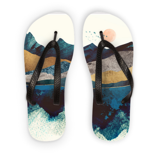 Blue Mountain Reflection Adult Flip Flops