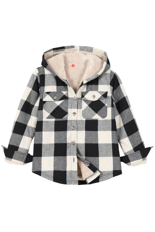 Boys Sherpa Lined Flannel Plaid Shirt Jacket,Hooded Flannel Jacket