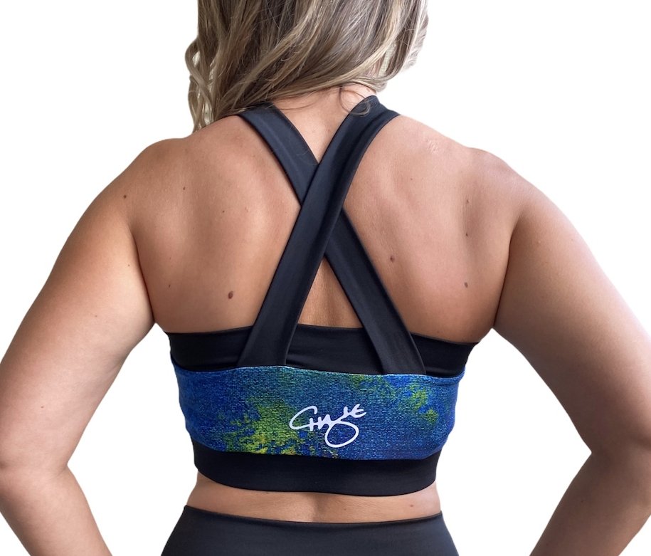 Aqua Sports Bra - Crossed Back