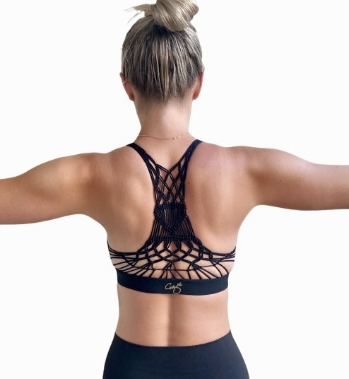 Black & Black Macramé Sports Bra